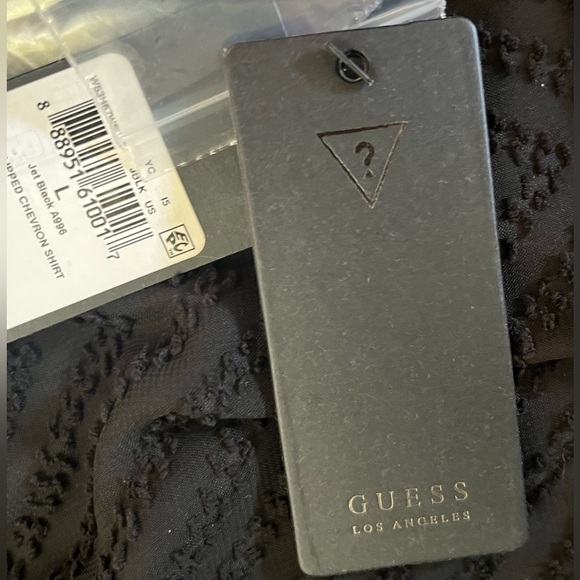 NWT guess Womens semi sheer chevron blouse shirt button down large - Picture 8 of 8